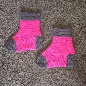 Handmade Adult Knitted Slippers Crocheted Booties